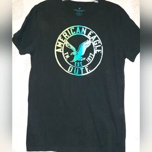 American Eagle Outfitters Black Tee with Colorful Graphic